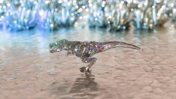 摘要概念 钻石恐龙自然和动物的概念 低度多重性白色蓝色 3D动画无缝循环 高质量的4K镜头 — 图库视频影像