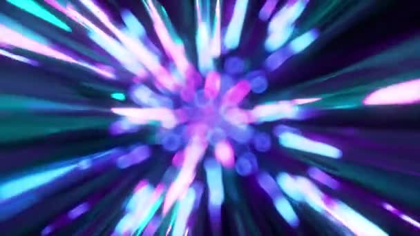 时间旅行概念中的超空间霓虹灯 在黑暗背景下动态条纹的科幻数字视频电动移动 3D动画无缝循环 高质量的4K镜头 — 图库视频影像