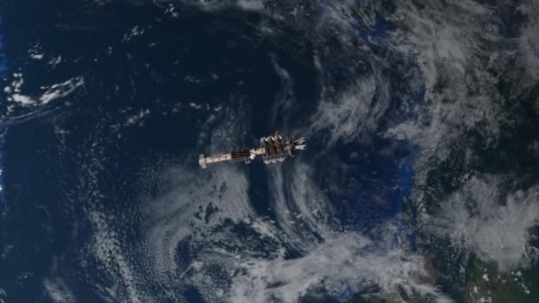 Vista Espaço Planeta Terra Nave Espacial Estação Espacial Transporte Intergaláctico — Vídeo de Stock