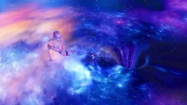 Diamond Man Escapa Vórtice Cósmico Que Puxa Para Profundezas Galáxias — Vídeo de Stock