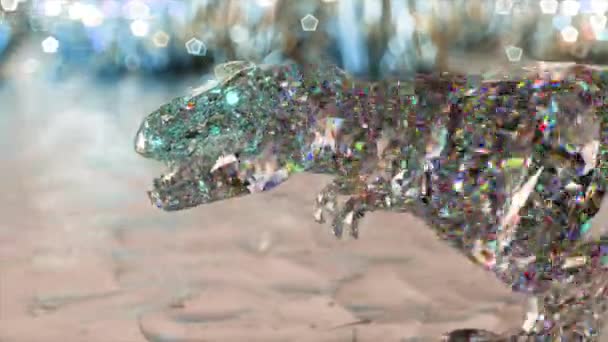 Natuur Dieren Concept Een Wandelende Dinosaurus Abstracte Achtergrond Lage Poly — Stockvideo