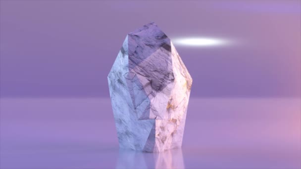 抽象概念 白い大理石の石は 人間の顔を持つ彫刻に変わります ライラックの経歴 シームレスなループの3Dアニメーション 高品質4K映像 — ストック動画