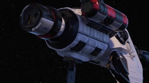 Conceito Animação Viagens Espaciais Vaivém Vista Perto Uma Nave Espacial — Vídeo de Stock