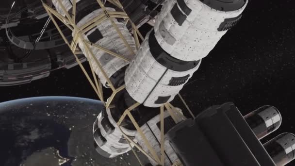 Vista Cerca Una Nave Espacial Desde Espacio Planeta Tierra Fondo — Vídeos de Stock
