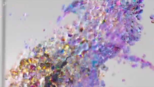 一个色彩斑斓的气泡在灰色孤立的背景上旋转着 慢动作4K视频动画与超现实的液体色彩混合飞溅 高质量的4K镜头 — 图库视频影像