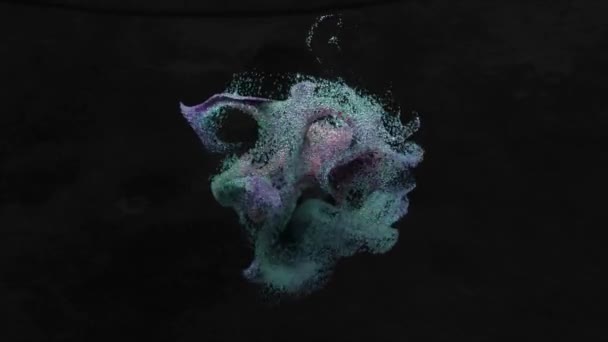 Абстрактное Понятие Вихрь Облако Цветных Хаотично Движущихся Частиц Изолированном Черном — стоковое видео