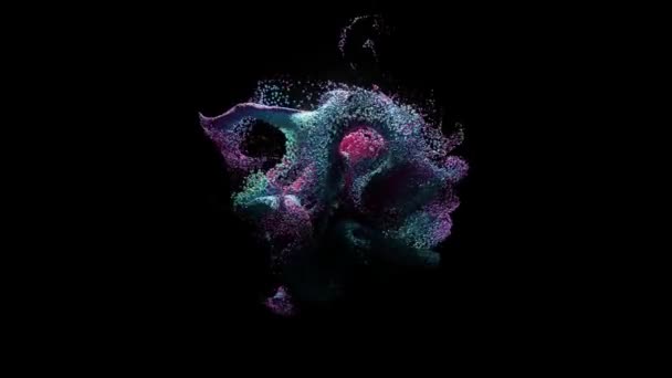 Whirlwind Multi Colored Particles Black Isolated Background Slow Motion Video — Stock Video