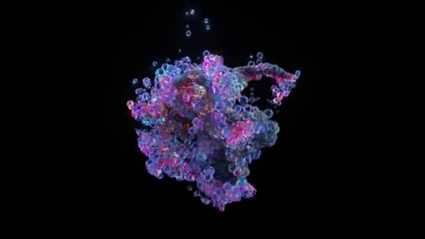 Muchas Burbujas Pequeñas Mueven Azar Tomando Formas Abstractas Torbellino Flujo — Vídeos de Stock