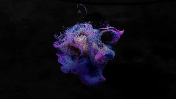 抽象概念 孤立した黒い背景の上で色のついたカオス的に動く粒子の雲 ピンク色 シームレスなループの3Dアニメーション 高品質4K — ストック動画