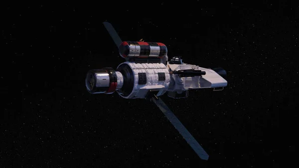 Διαστημόπλοιο Μαύρο Φόντο Κατάκτηση Διαστήματος Σύμπαν Διαστημικό Ταξίδι Εικόνα Υψηλής — Φωτογραφία Αρχείου