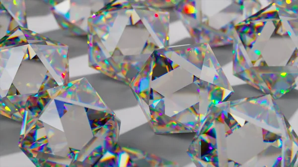 Many Diamond Rhombuses Sparkle Iridescent Light Lighting Change Shadow White — Stock Photo, Image
