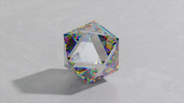 Brillante Rombo Chiaro Taglio Diamante Con Ombra Riflessi Luminosi Sfondo — Foto Stock