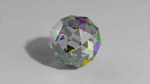 Klarer Rund Geschliffener Diamant Seitliche Nahaufnahme Leicht Von Oben Isoliert — Stockfoto
