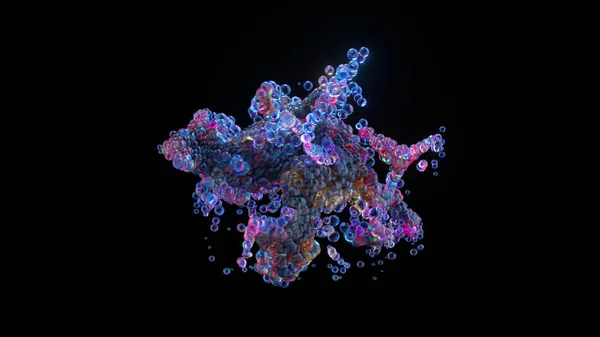 Many Bubbles Move Randomly Taking Abstract Shapes Blue Purple Color — Stock Photo, Image