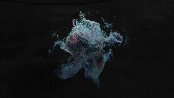 抽象概念 孤立した黒の背景の上に色のついたカオス的に動く粒子の雲 青紫色 高品質の3Dイラスト — ストック写真