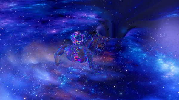 Алмазный Человек Сбегает Космического Вихря Который Затягивает Глубины Галактики Космос — стоковое фото