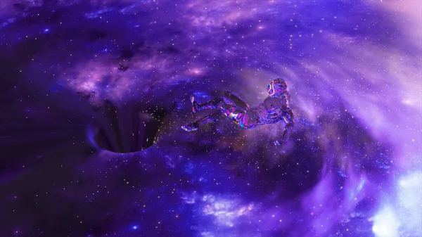 Vórtice Cósmico Suga Homem Vidro Perigo Galáxia Láctea Superfície Céu — Fotografia de Stock