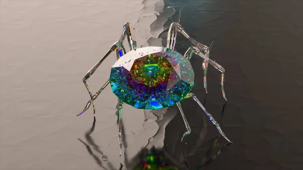 Spider Met Een Lichaam Gemaakt Van Een Grote Diamanten Steen — Stockfoto