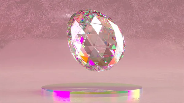 Abstrakt Rosa Hintergrund Ein Diamant Schwebt Der Luft Über Einer — Stockfoto