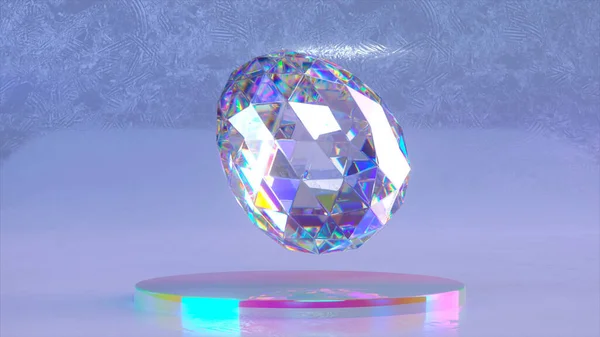 Abstract Sfondo Blu Uovo Diamante Galleggia Nell Aria Sopra Una — Foto Stock
