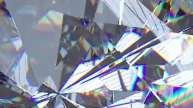 Diamond yaklaş. Elmasın kenarları. Işığın kırılması. Yağmur yağışı. Şeffaf. Gemstone. Kusursuz döngünün 3 boyutlu animasyonu. Yüksek kalite 4k görüntü
