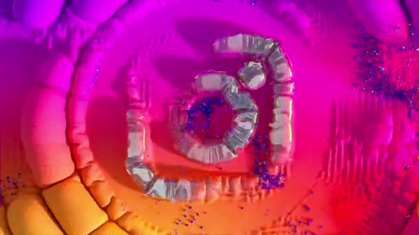Logotipo Inflable Instagram Emerge Una Superficie Lisa Color Rosa Púrpura — Vídeos de Stock