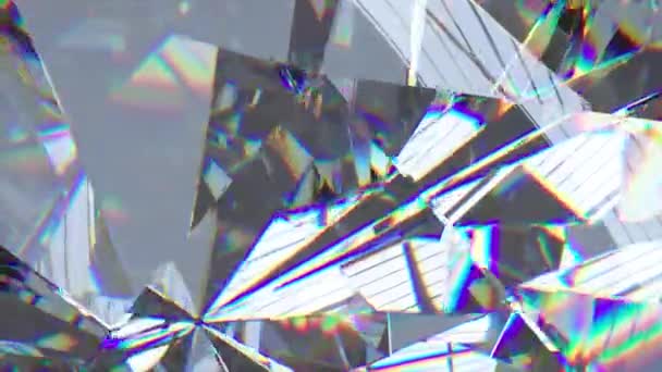 Diamant Zblízka Okraje Diamantu Zlomek Světla Duha Průhledná Drahokam Animace — Stock video
