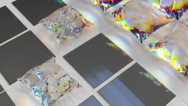 Travesseiros Diamante Inflam Quadrados Cinza Chatos Almofada Cor Metálica Brilhante — Vídeo de Stock