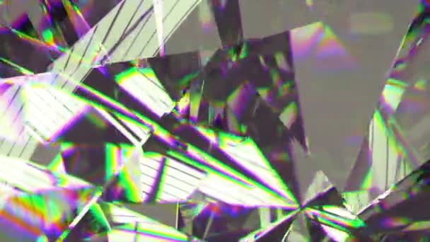 Abstrakti Käsite Timanttikuvion Lähikuva Timantin Reunoja Valon Taittuminen Vihreä Väri — kuvapankkivideo
