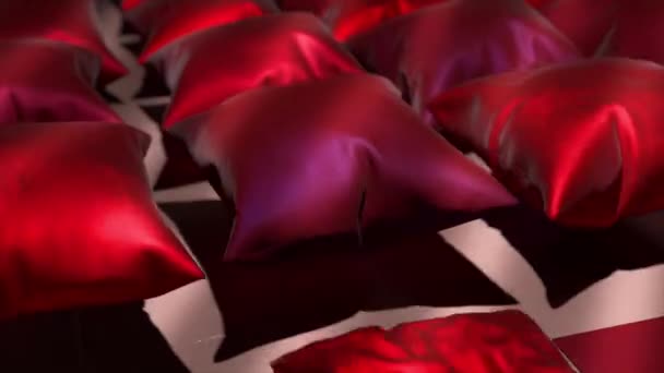 Soyut Kavram Kırmızı Bir Saten Yastık Şişer Yerde Yüzer Gölge — Stok video
