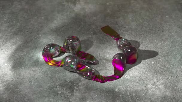 Abstraktes Konzept Transparent Schillernde Blasen Werden Auf Einem Metallstreifen Aufgeblasen — Stockvideo
