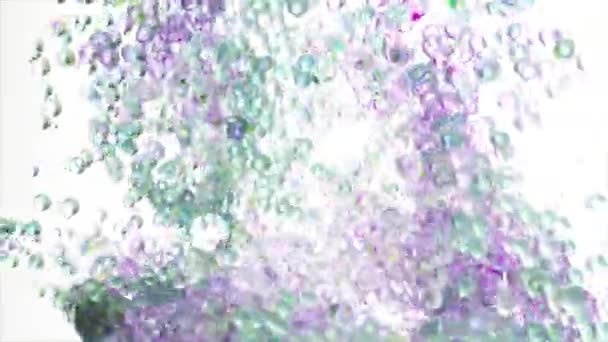 Torbellino Burbujas Agua Transparentes Colores Sobre Fondo Blanco Hidromasaje Burbujas — Vídeos de Stock