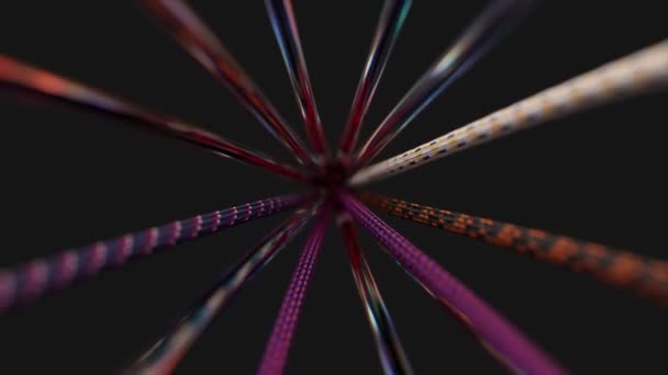 抽象的な背景 暗い背景にワイヤ ロープ ロープ チューブ 接近中だ スプラッシュ 起伏のある動き 濁りだ 3Dアニメーション — ストック動画