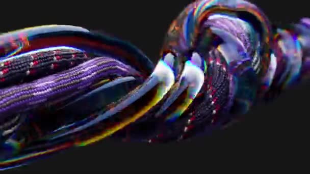 抽象概念 透明なチューブとロープは黒い隔離された背景でねじれています ノット スパイラル プラス ロープだ 高品質4K映像 — ストック動画