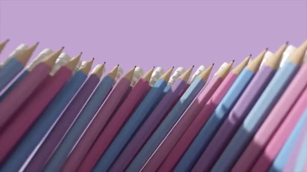 Konsep Iklan Alat Tulis Pandangan Atas Pensil Diatur Secara Vertikal — Stok Video