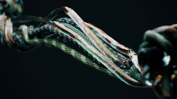 Fondo Abstracto Cables Cuerdas Cuerdas Tubos Sobre Fondo Oscuro Primer — Vídeos de Stock