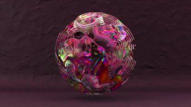  Soyut pembe arkaplanda sıvı gökkuşağı maddesi. Topun yüzeyi hareket eder ve renk değiştirir. Kusursuz bir döngünün 3 boyutlu animasyonu. Yüksek kalite 4k görüntü