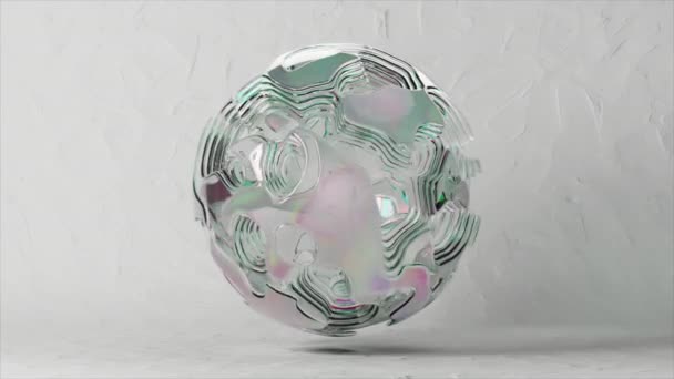 Sphère Abstraite Faite Liquide Transparent Irisé Change Forme Sur Fond — Video