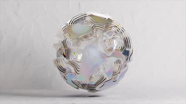 変形過程における透明な球の抽象アニメーション 光の屈折 プリズム効果 分散型 シームレスなループの3Dアニメーション 高品質4K映像 — ストック動画