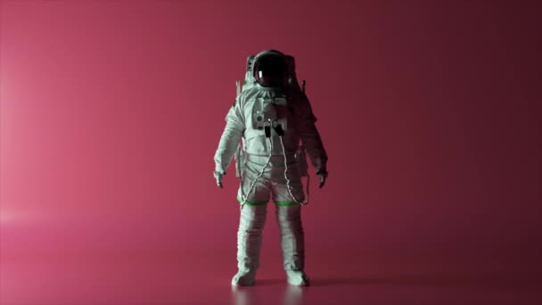 Conceito Espaço Abstrato Astronauta Está Fundo Isolado Rosa Com Mudança — Vídeo de Stock