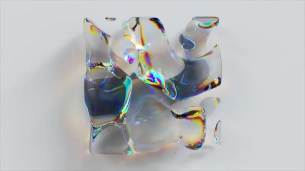 Vloeibaar Kristal Vierkant Verandert Van Vorm Verdwijnt Verschijnt Weer Een — Stockvideo