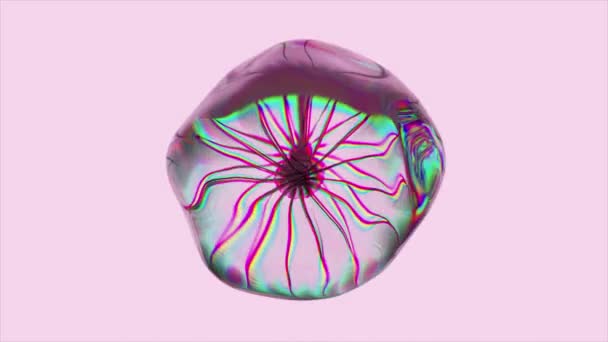 超现实主义的概念 水滴里有许多细腿的蜘蛛图案 光的折射透明的球体改变了形状 变形金刚无缝循环3D动画 — 图库视频影像