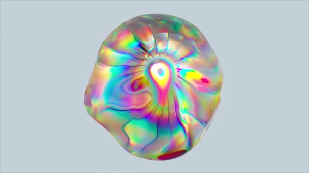 Абстрактная Анимация Прозрачной Сферы Процессе Трансформации Преломление Света Эффект Призмы — стоковое видео