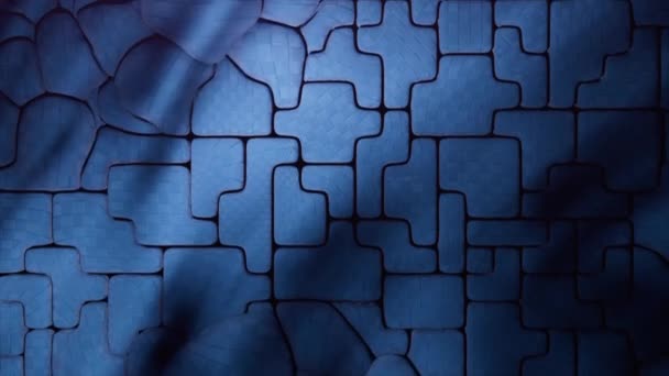 Futuristisch Concept Van Een Mozaïekoppervlak Met Opblaasbare Onderdelen Blauwe Sci — Stockvideo