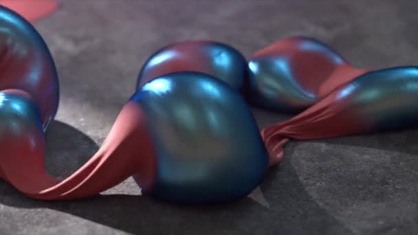 Das Konzept Der Transformation Große Blau Glänzende Metallische Blasen Werden — Stockvideo