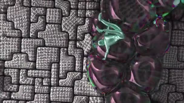 Абстрактное Понятие Смешная Зеленая Металлическая Фигурка Хаотично Движется Поверхности Надувающих — стоковое видео