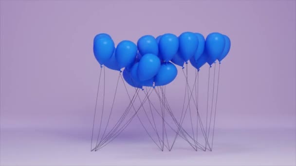 Koncepcja Święta Niebieskie Balony Nadmuchiwane Poruszają Się Losowo Grupach Świętowanie — Wideo stockowe