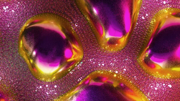 Абстрактное Понятие Поток Светящихся Розовых Неоновых Частиц Течет Вокруг Золотых — стоковое фото
