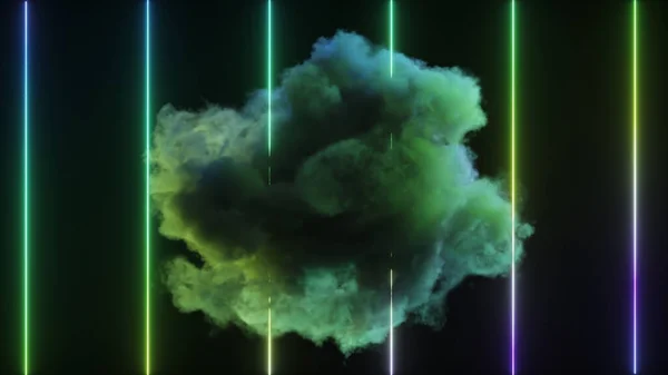 Ένα Φωτεινό Μυστικιστικό Σύννεφο Περιστρέφεται Στο Φόντο Των Κάθετων Γραμμών — Φωτογραφία Αρχείου