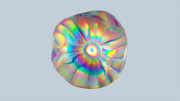 Abstract animation of a transparent sphere in the process of transformation. Light refraction. Prism effect. Dispersion. High quality 3d illustration